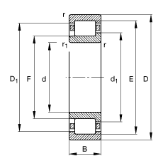FAG 圆柱滚子轴承 NJ209-E-TVP2, 根据 DIN 5412-1 标准的主要尺寸, 半定位轴承, 可分离, 带保持架