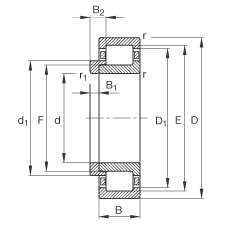 FAG 圆柱滚子轴承 NJ221-E-TVP2 + HJ221E, 根据 DIN 5412-1 标准的主要尺寸, 带 L 型圈，定位轴承, 可分离, 带保持架