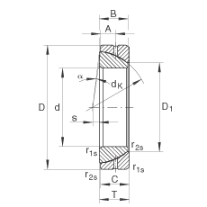 INA 角接触关节轴承 GE70-SX, 根据 DIN ISO 12 240-2 标准，需维护