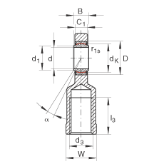 INA 杆端轴承 GIL15-UK, 根据 DIN ISO 12 240-4 标准，带左旋内螺纹，需维护