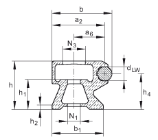 INA 导轨 LFS52-CHEE, 中空截面轮廓，半根导轨，安装孔的空间减少，带一根轨道轴；可提供耐腐蚀设计