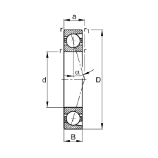 FAG 主轴轴承 B7238-C-T-P4S, 调节，成对安装，接触角 α = 15°，限制公差