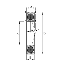 FAG 主轴轴承 HCB7212-C-T-P4S, 调节，成对或单元安装，接触角 α = 15°，陶瓷球，限制公差