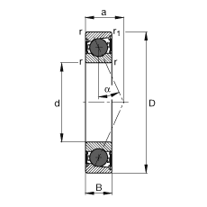 FAG 主轴轴承 HCB7001-E-2RSD-T-P4S, 调节，成对或单元安装，接触角 α = 25°，陶瓷球，两侧唇密封，非接触，限制公差