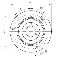 INA 轴承座单元 RRY20-VA, 带三个/四个螺栓孔的法兰的轴承座单元，冲压钢板，内圈带平头螺钉，R型密封， 耐腐蚀保护，无再润滑结构