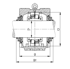 FAG 直立式轴承座 SNV290-L + 222S.507-MA + TCV532X507, 根据 DIN 736/DIN737 标准的主要尺寸，剖分的调心滚子轴承，Taconite 密封，脂和油润滑