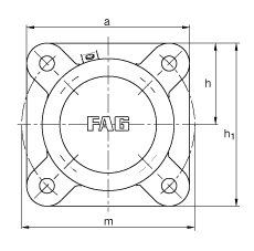 FAG 法兰式轴承座 F515-A-L + 1215-K-TVH-C3, 方形的，用于带锥孔和紧定套的轴承，毡密封，脂润滑
