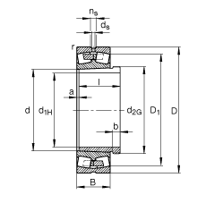 FAG 调心滚子轴承 239/800-B-K-MB + AH39/800, 根据 DIN 635-2 标准的主要尺寸, 带锥孔和退卸套