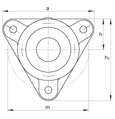 FAG 法兰式轴承座 F513-B-L + 20213-K-TVP-C3, 三角的，用于带锥孔和紧定套的轴承，毡密封，脂润滑